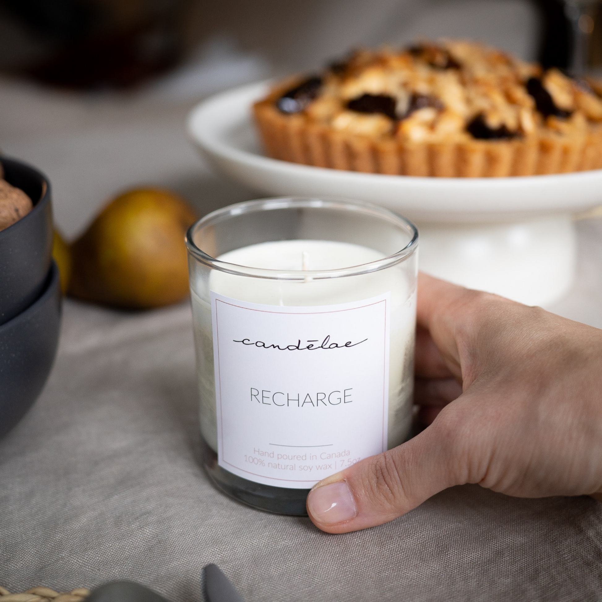 Recharge soy wax scented candle with essential oils is ready to be lighted up for Mother's Day